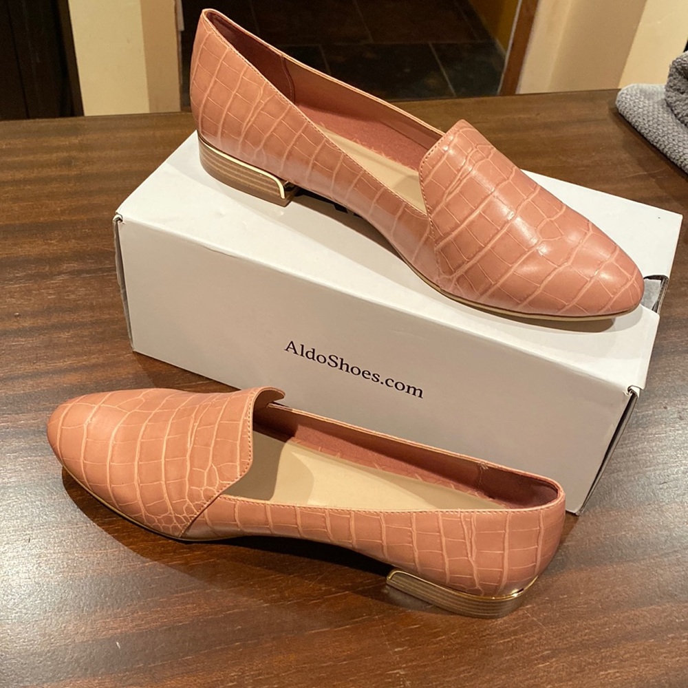 Aldo Croc-Embossed Pink Loafers